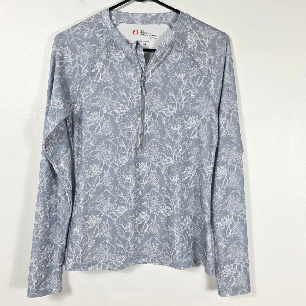 American Outdoorsman Womens Long Sleeve Quarter Zip Floral Athletic Top M